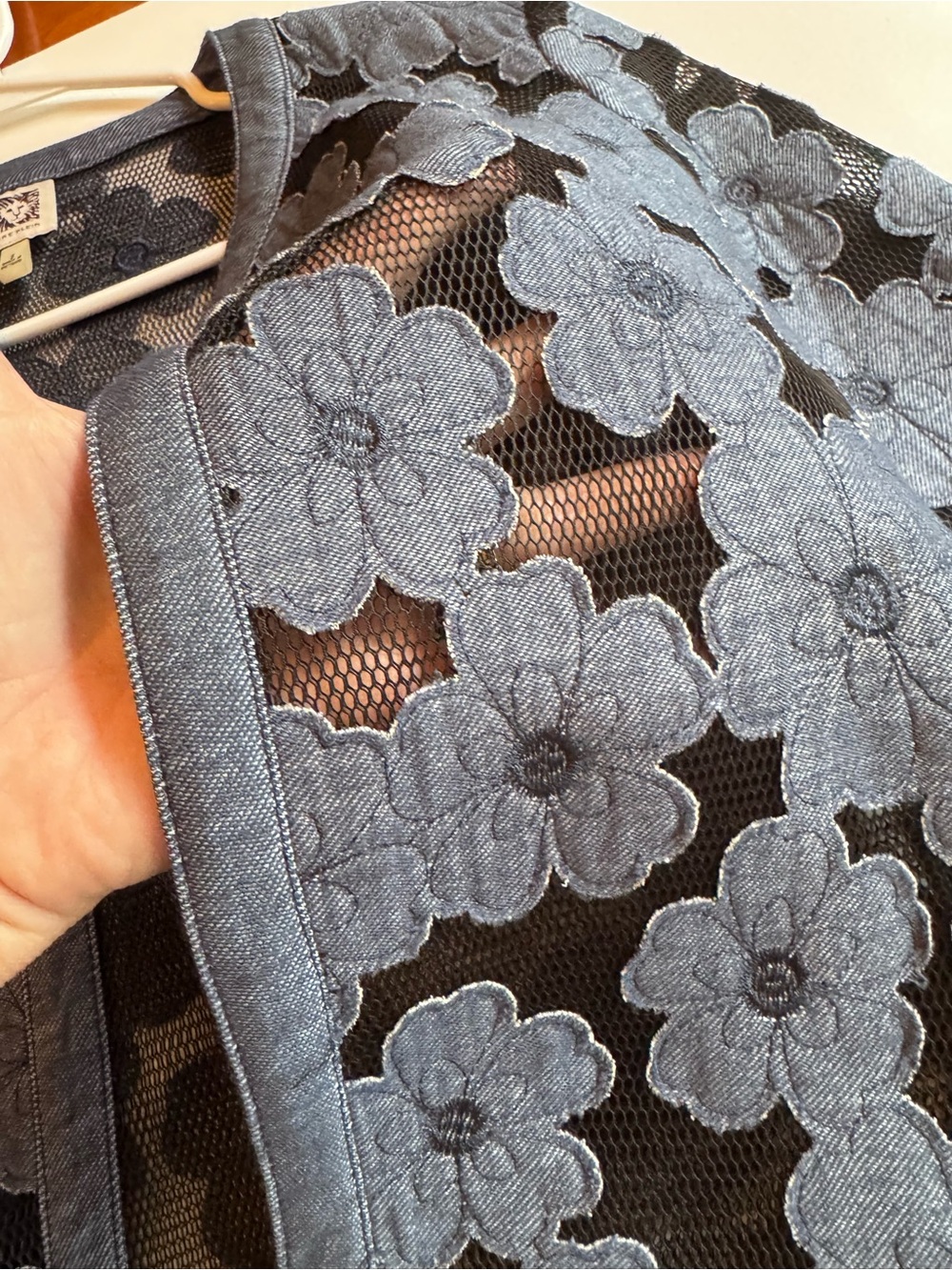 Anne Klein floral Black mesh chambray Jacket size 6 - Picture 6 of 12